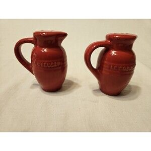 Set of 2 Le Creuset RED Ombre 3" T Salt & Pepper Shakers Jug Farmhouse Pitcher